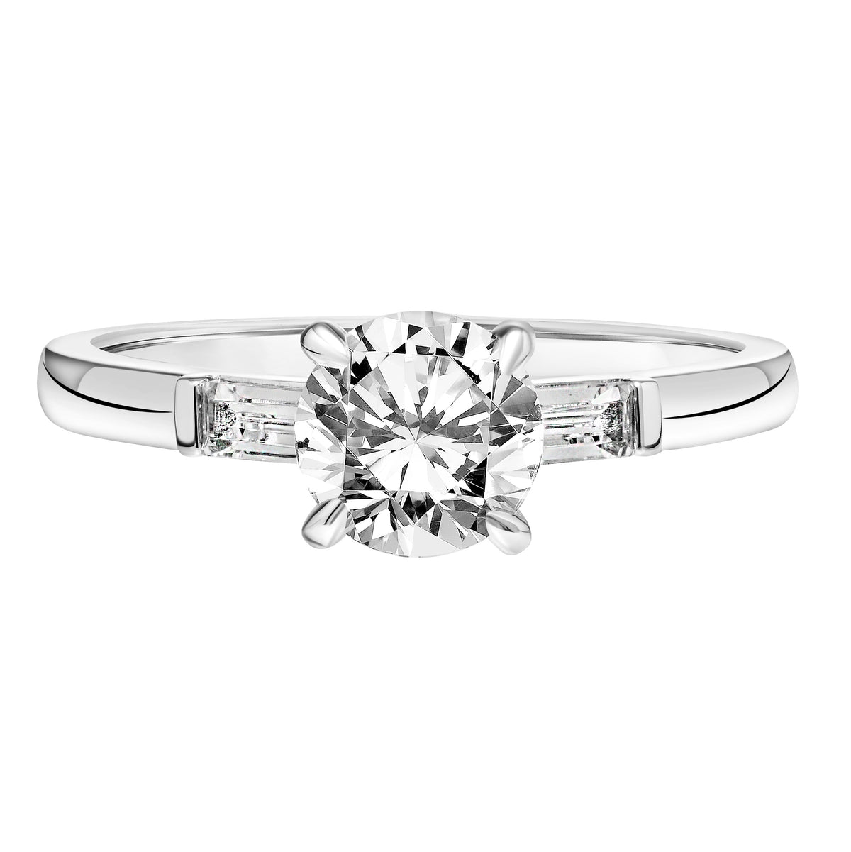 Three Stone Diamond Engagement Ring with Polished Shank