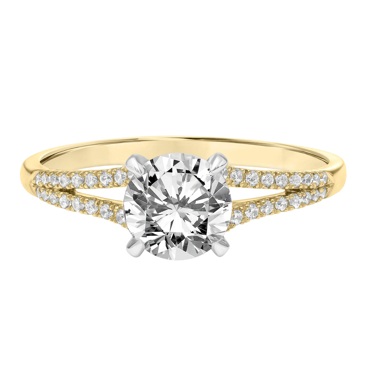 Diamond Engagement Ring with Petite Split Diamond Shank