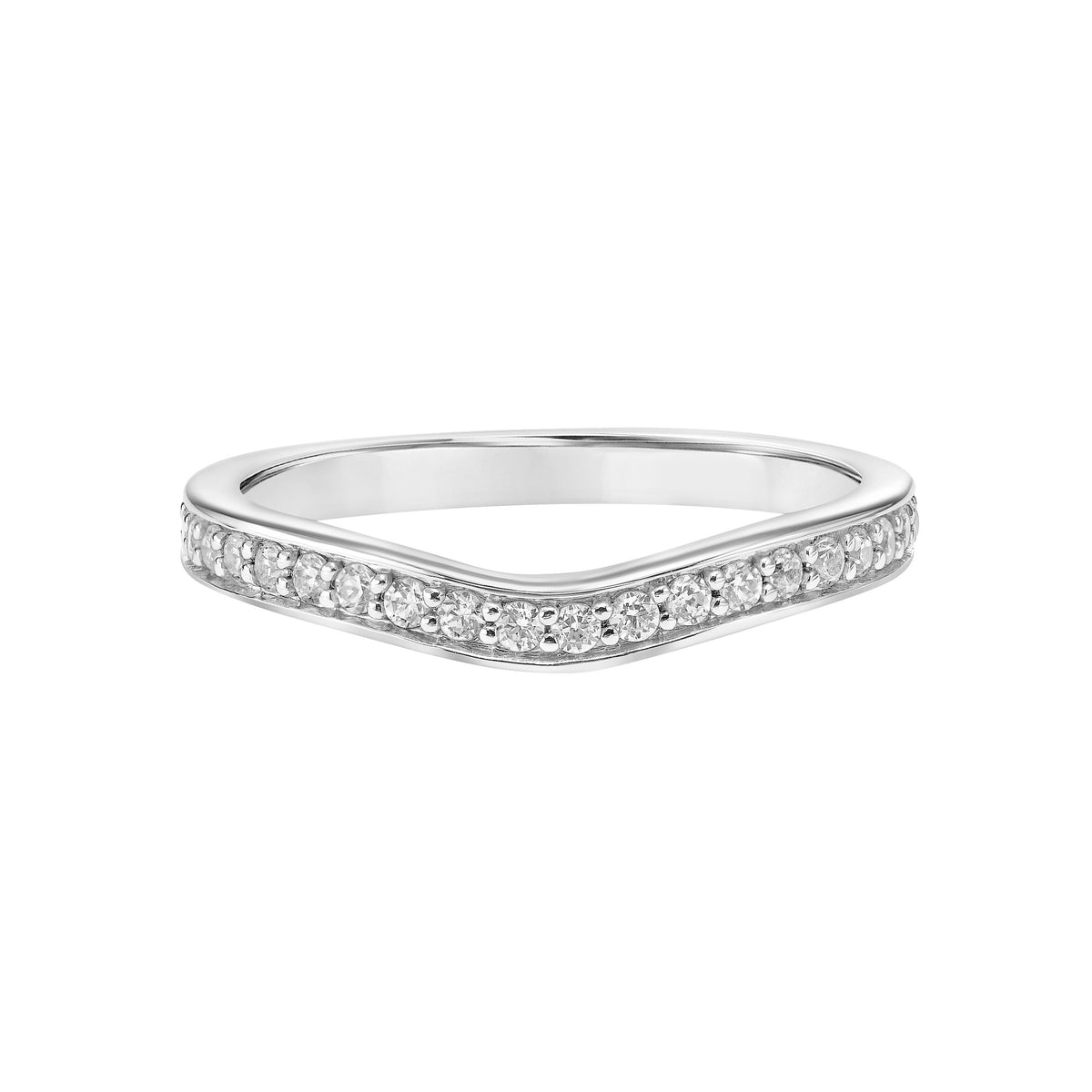 Classic Channel Set Curved Graduated Wedding Band with Round Diamonds