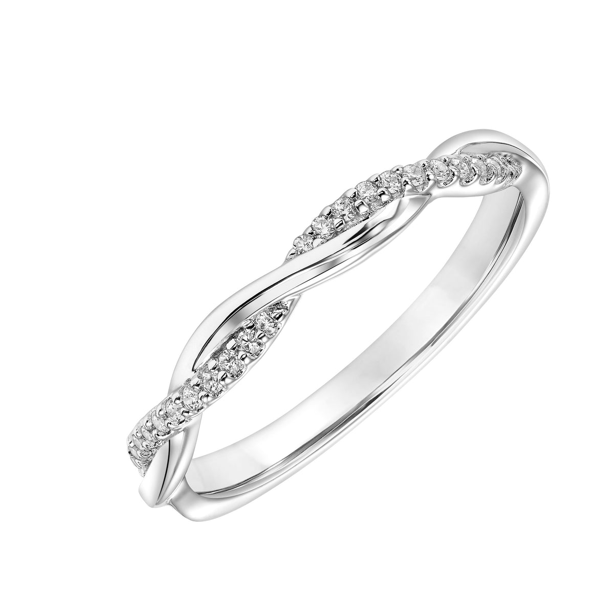 Half Diamond Half Polished Twisted Wedding Band to Match 31-11148