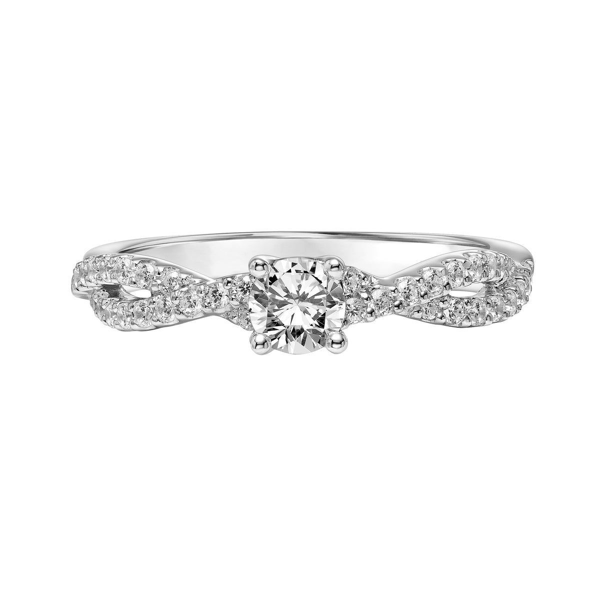 Diamond Engagement Ring with Twisted Diamond Shank