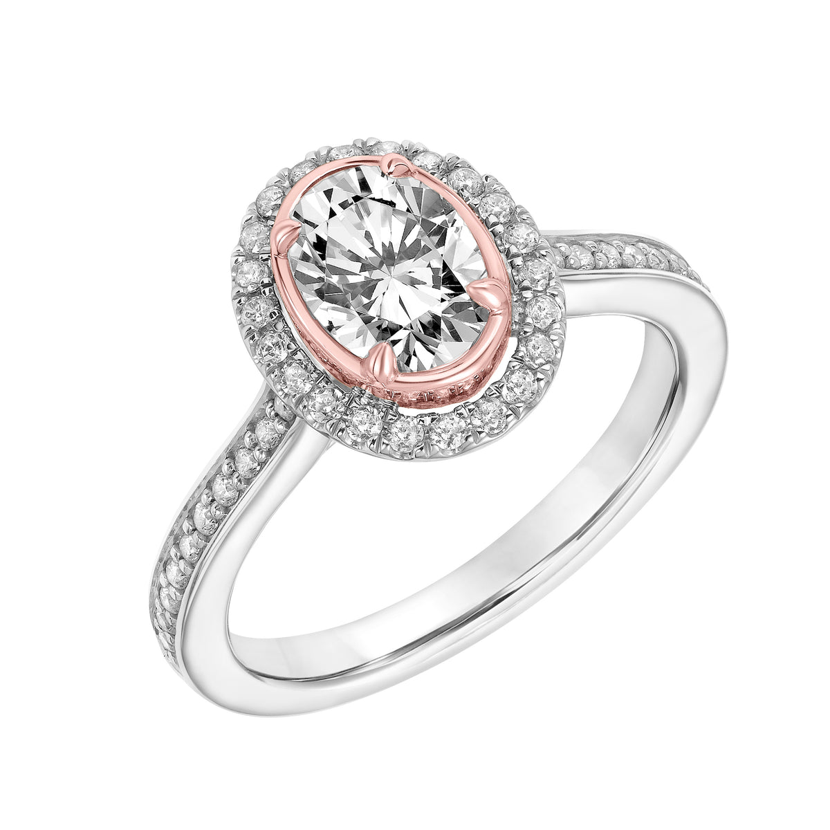 Contemporary Oval Halo Diamond Engagement Ring