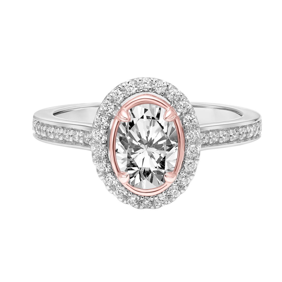 Contemporary Oval Halo Diamond Engagement Ring