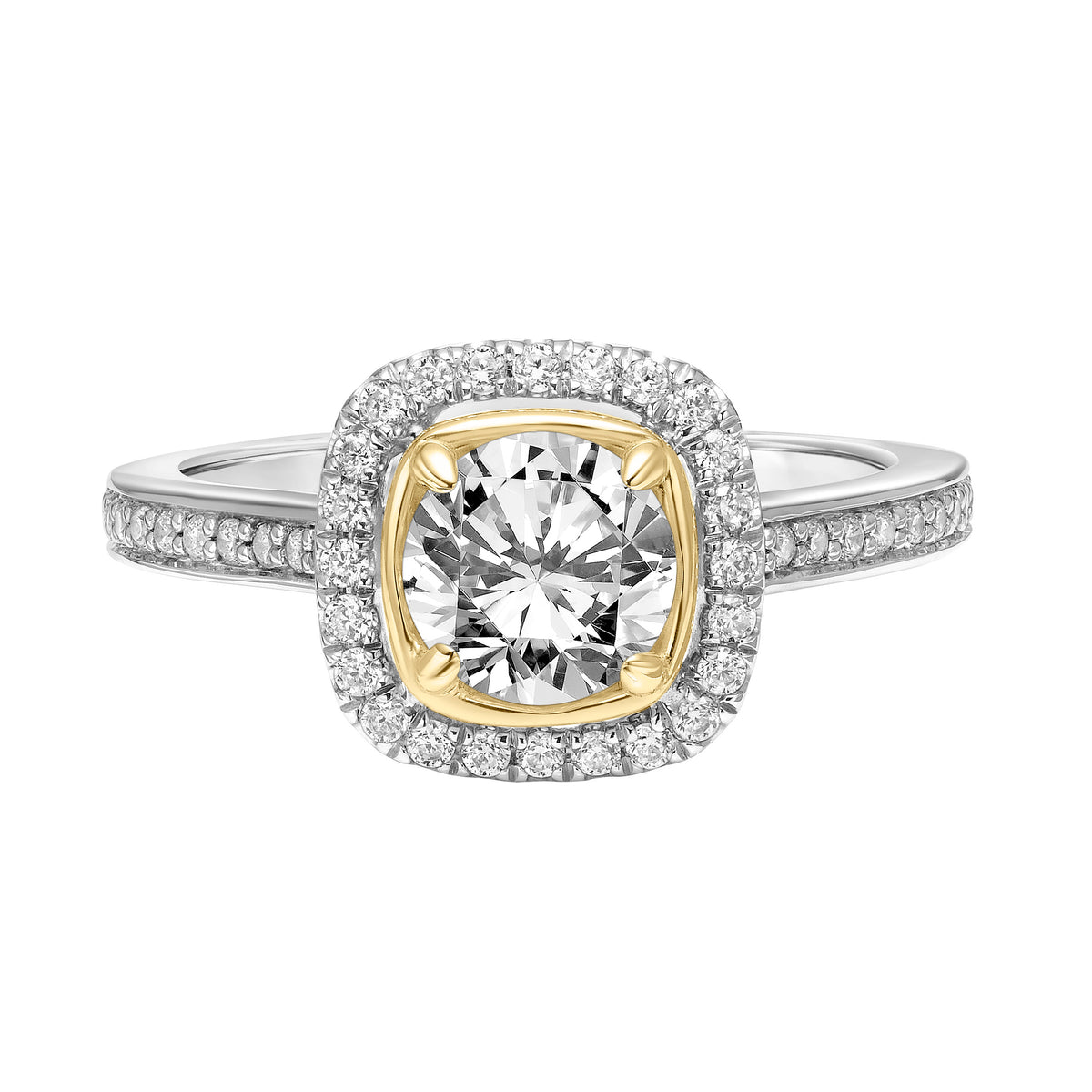 Contemporary Cushion Halo Diamond Engagement Ring