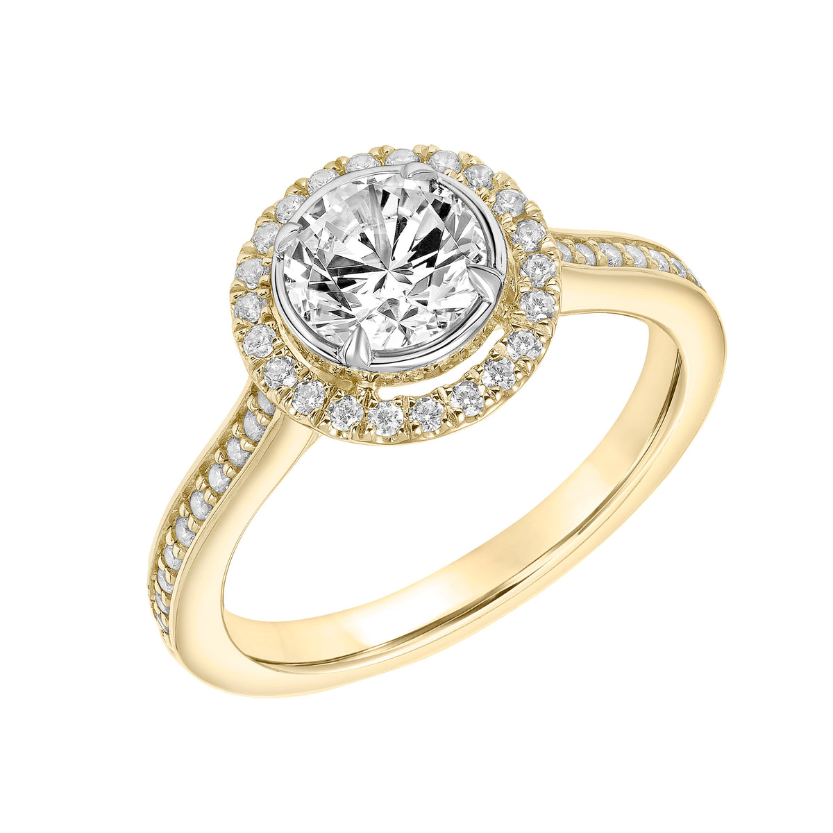 Contemporary Round Halo Diamond Engagement Ring