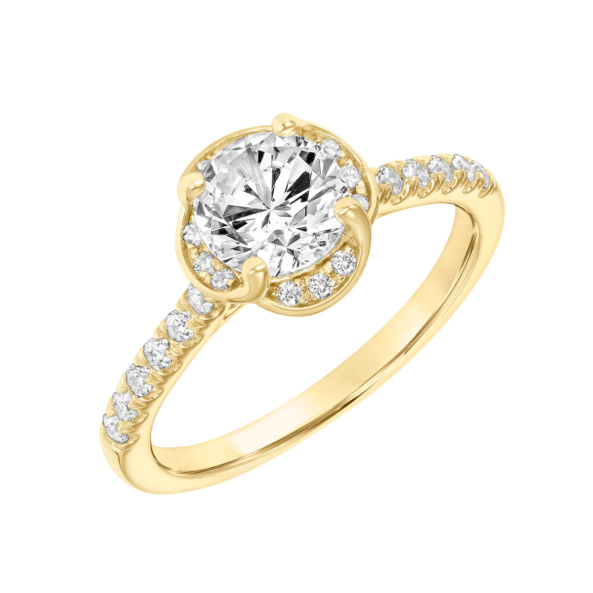 Contemporary Fancy Halo Diamond Engagement Ring with Celestial Accents