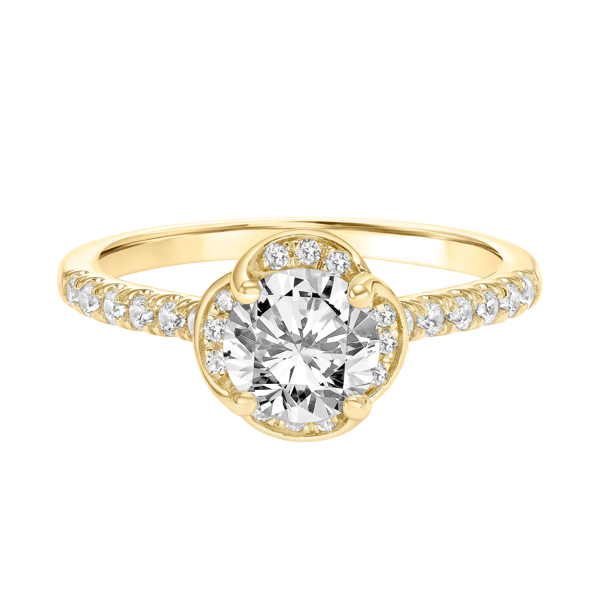 Contemporary Fancy Halo Diamond Engagement Ring with Celestial Accents