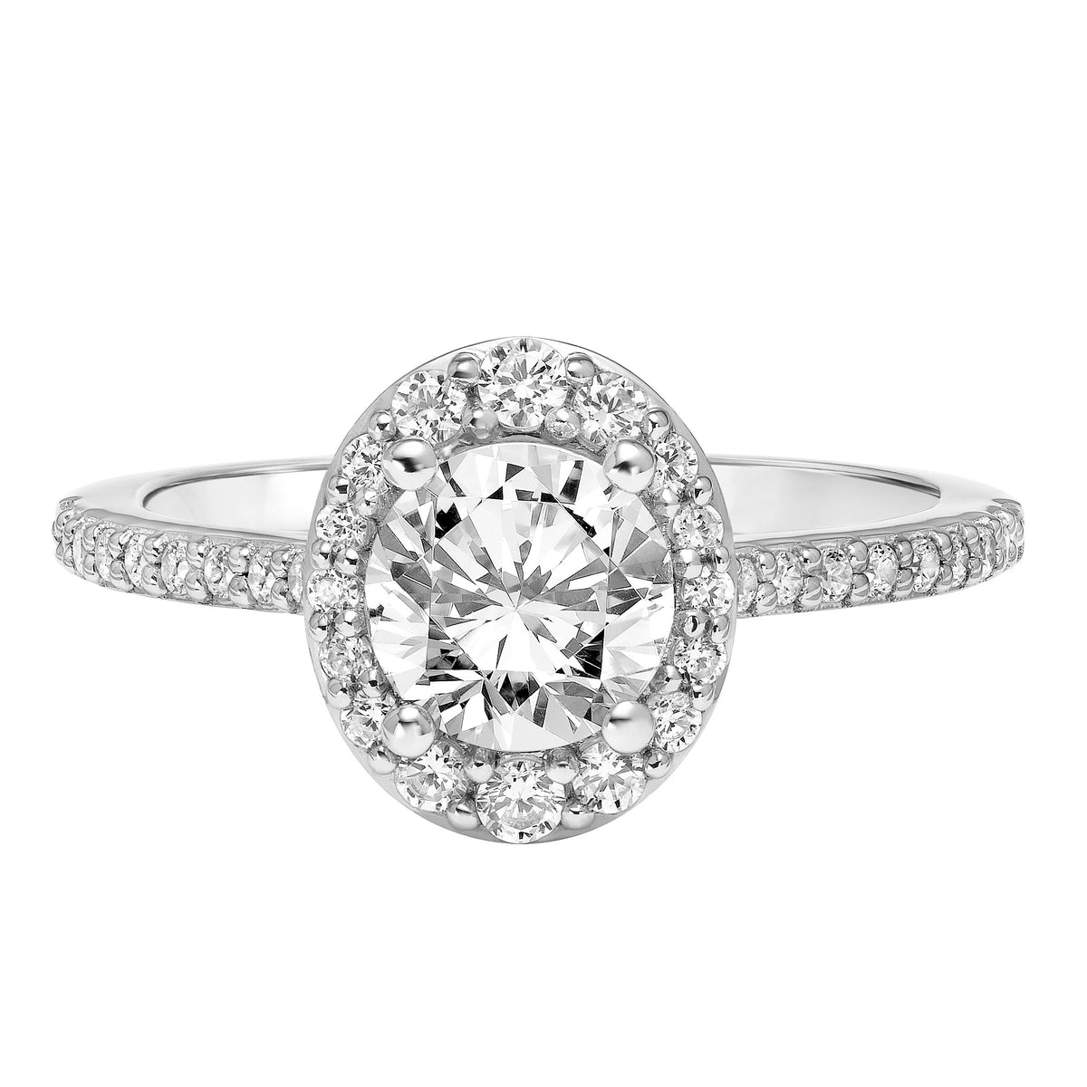 Contemporary Oval Halo Diamond Engagement Ring
