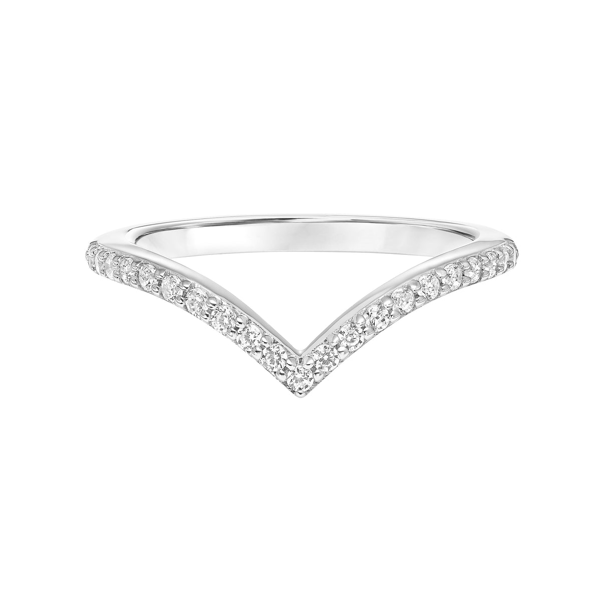 Contemporary V-Shape Diamond Wedding Band