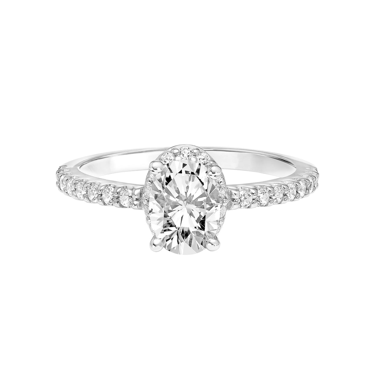 Contemporary Oval Halo Diamond Engagement Ring