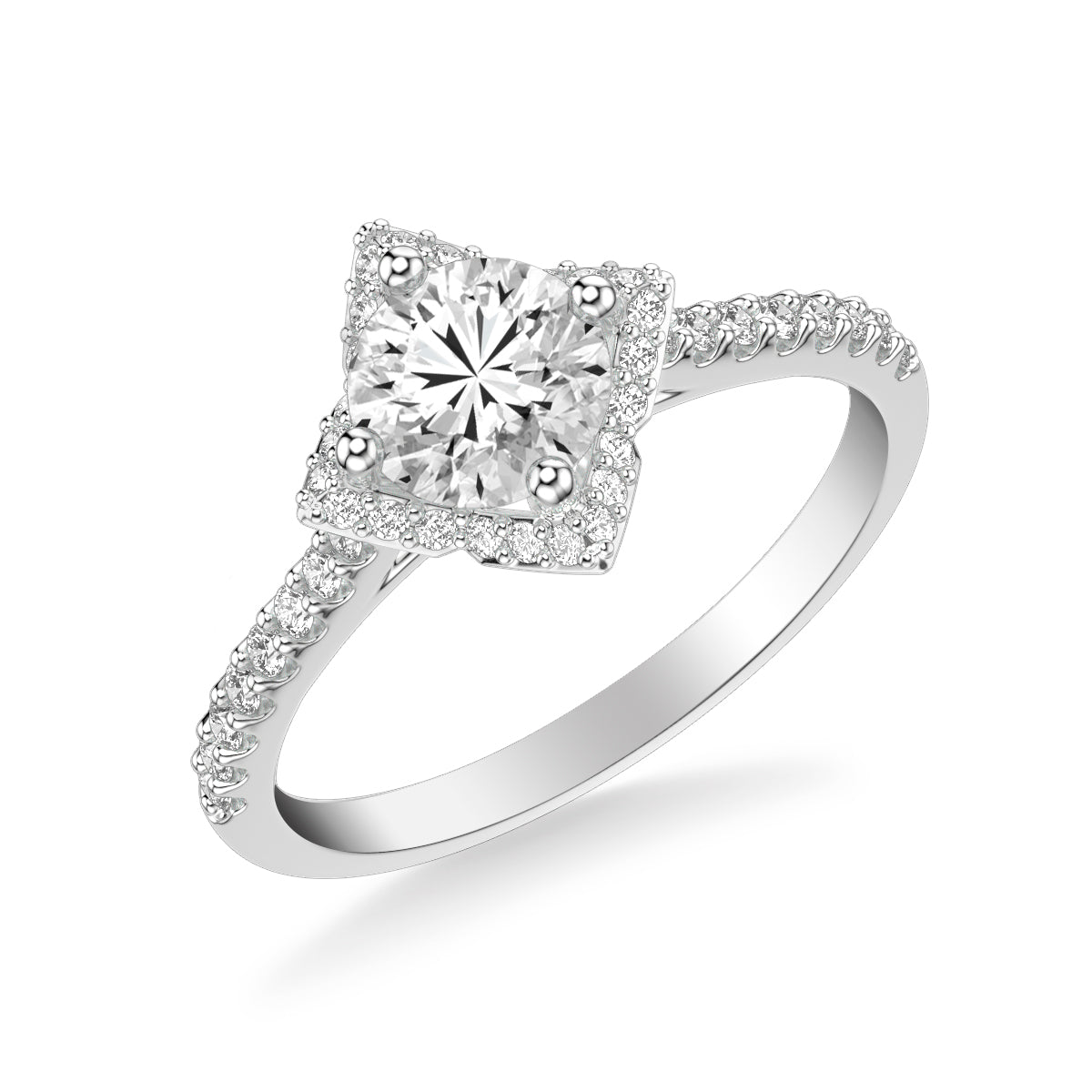 Contemporary Halo Engagement Ring
