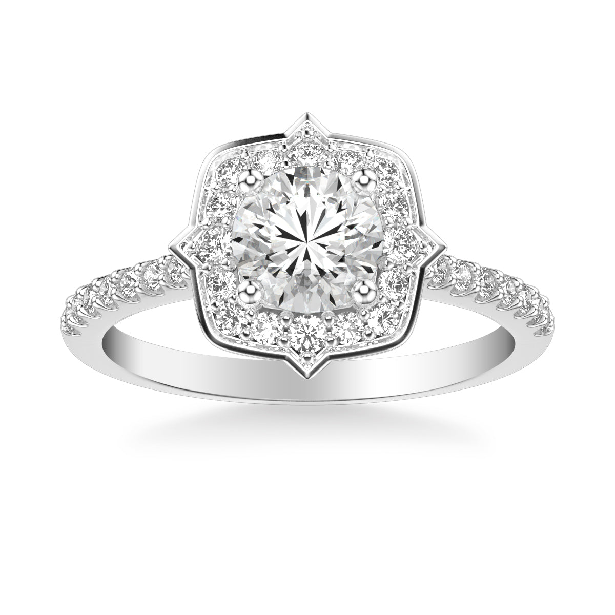 Contemporary Halo Engagement Ring
