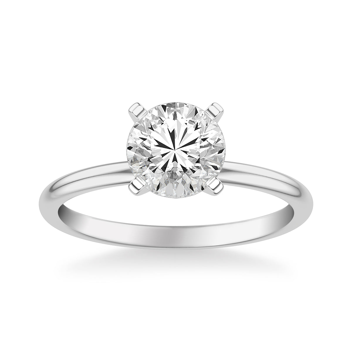 Classic Solitaire Engagement Ring with Polished Shank