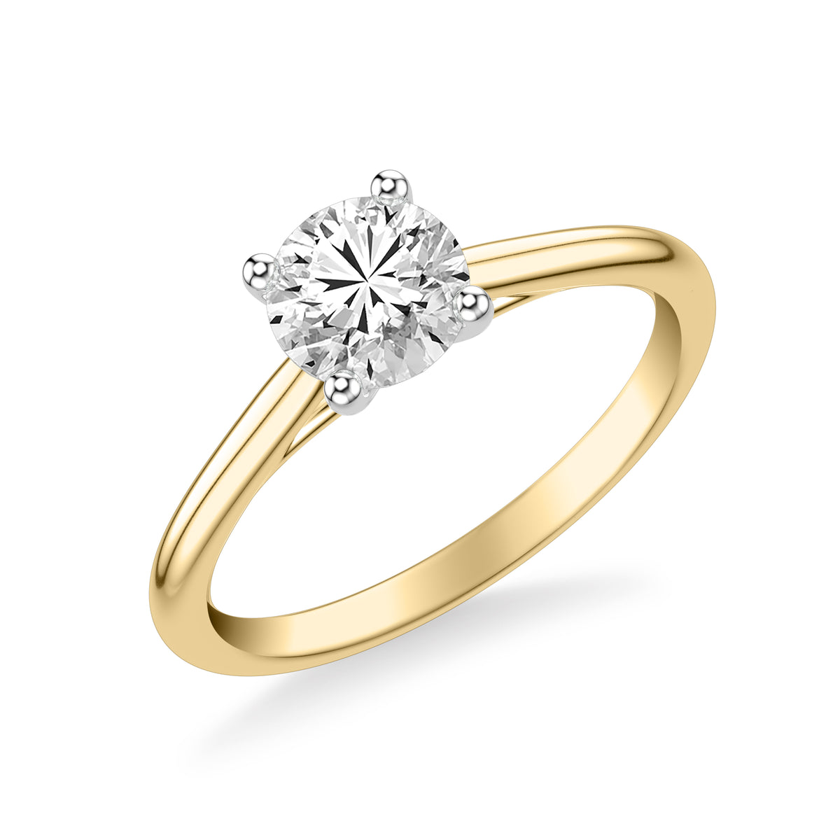 Classic Cathedral Setting Solitaire Engagement Ring with Polished Shank