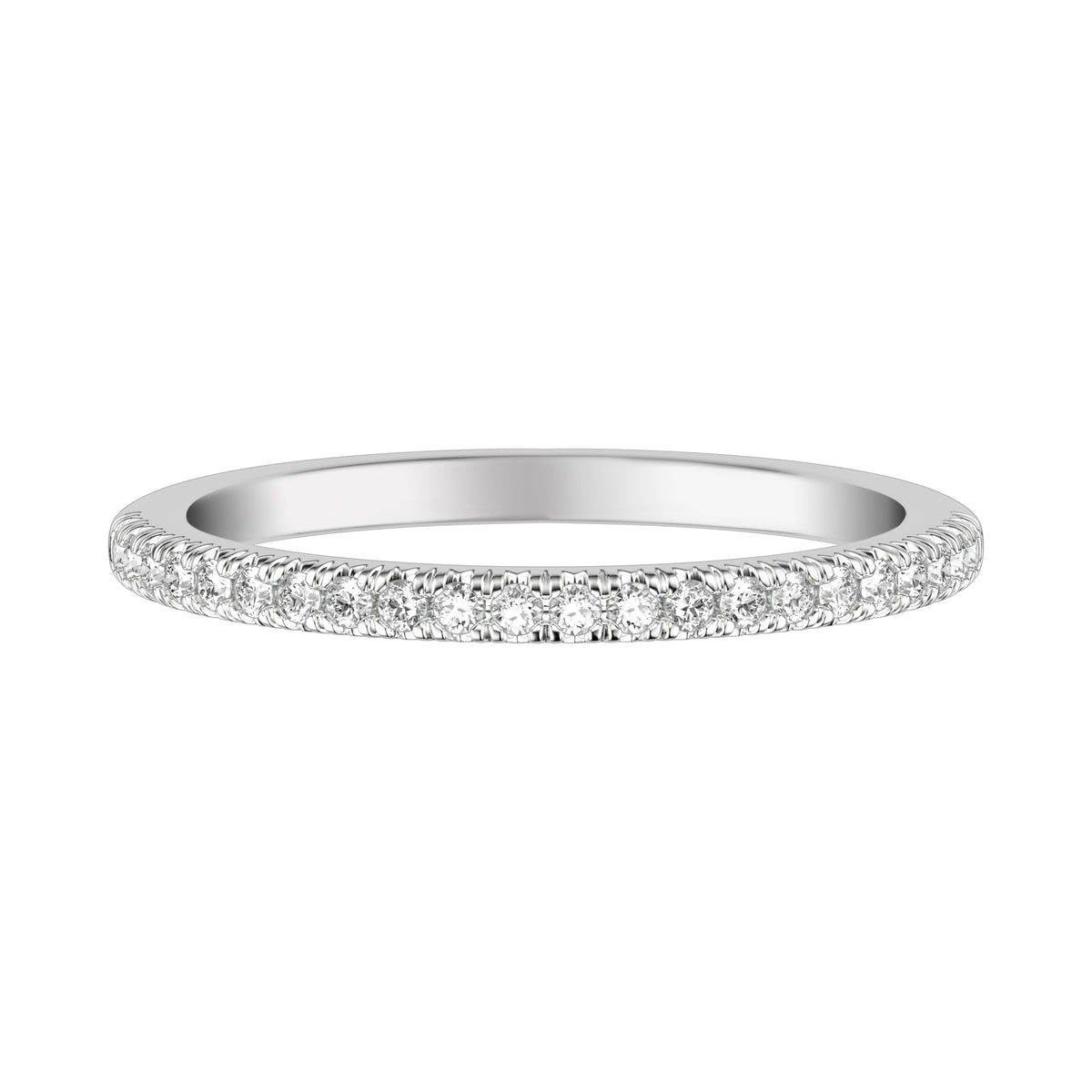 Classic Wedding Band with French Pave Set Round Diamonds