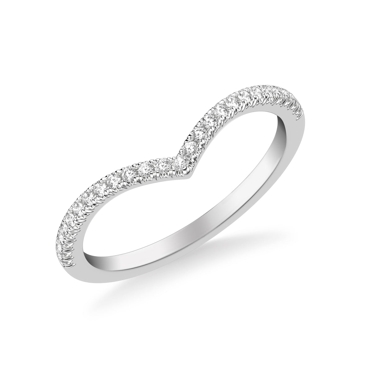 Classic V Curved 1.5MM Wedding Band with Round Diamonds