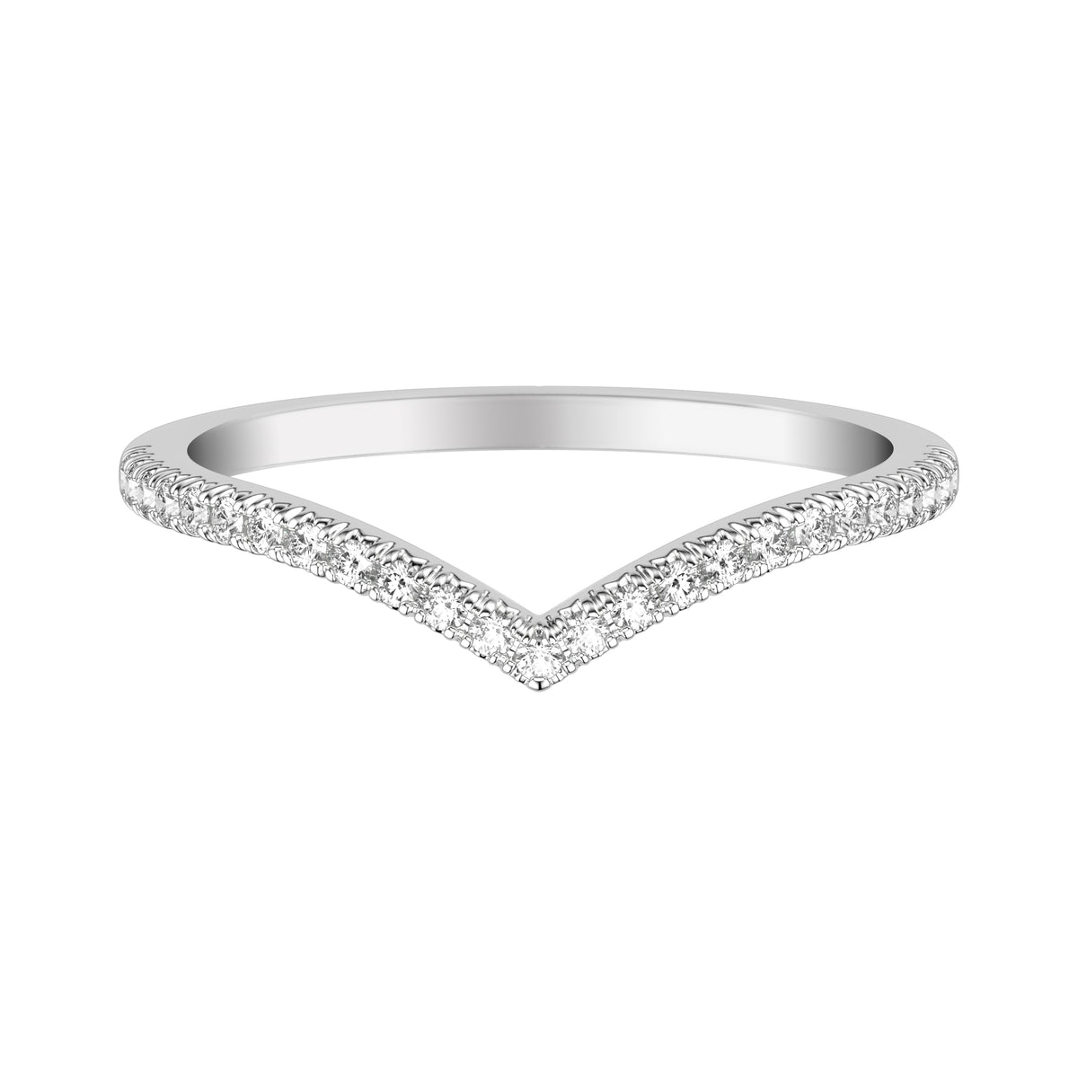 Classic V Curved 1.5MM Wedding Band with Round Diamonds