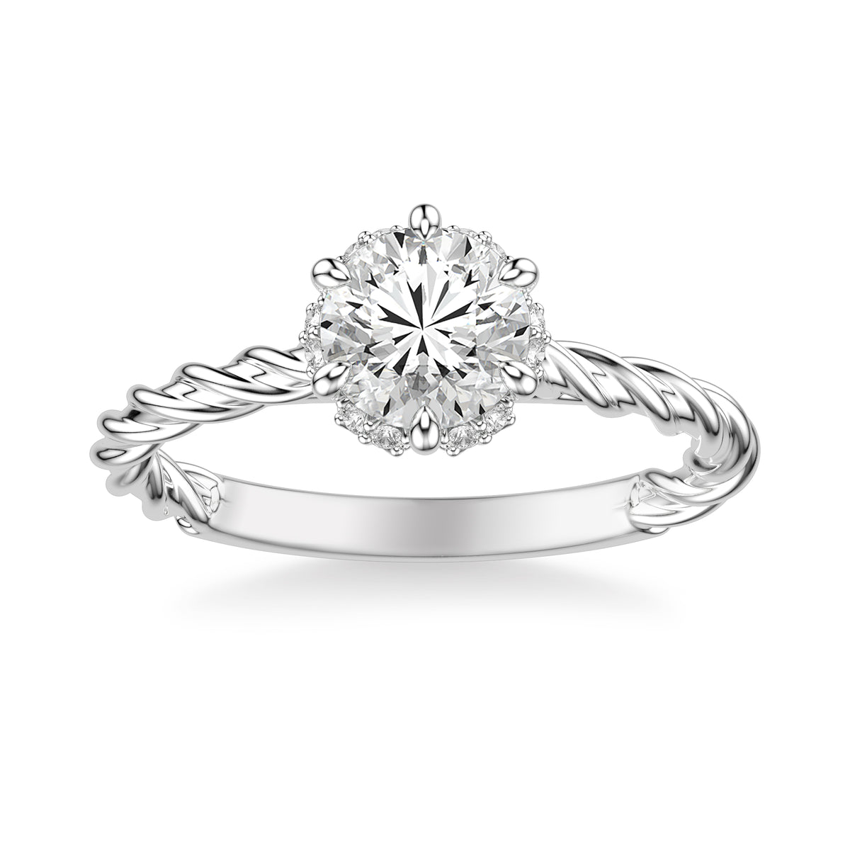Contemporary Twist Diamond Engagement Ring