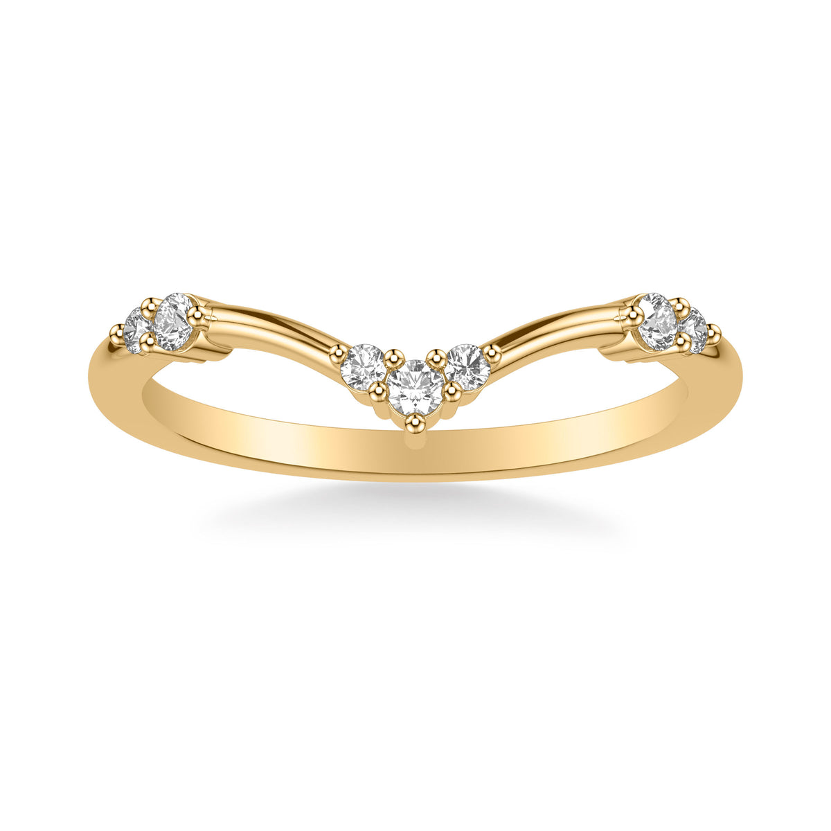 Contemporary Curved Wedding Band with Multiple Cluster Sections of Diamonds
