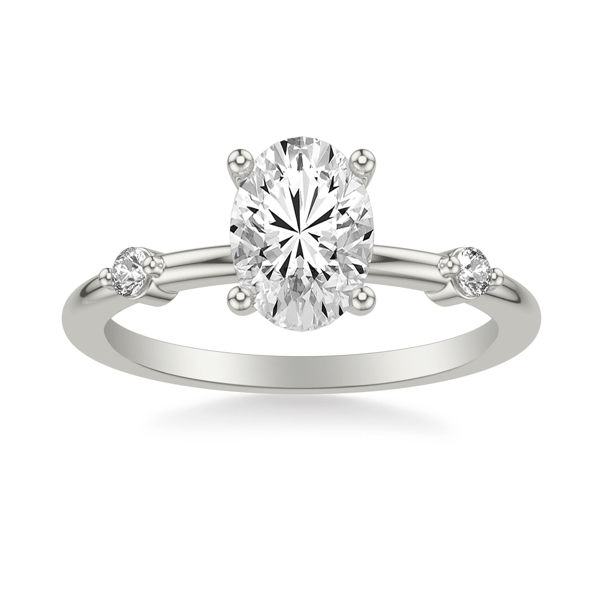 Contemporary Engagement Ring with Single Diamond Station Accented Band