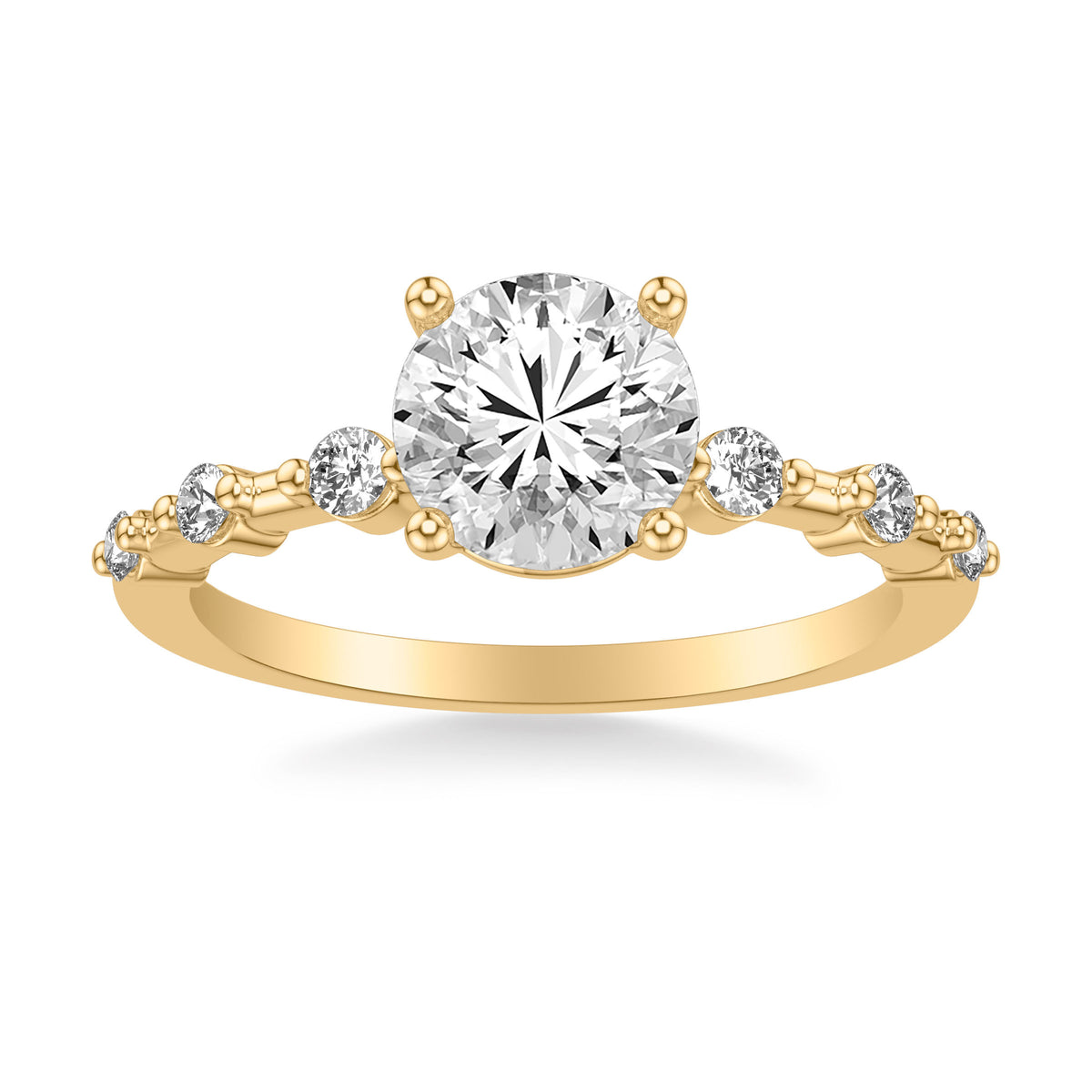 Contemporary Engagement Ring with Single Diamond Station Accented Band