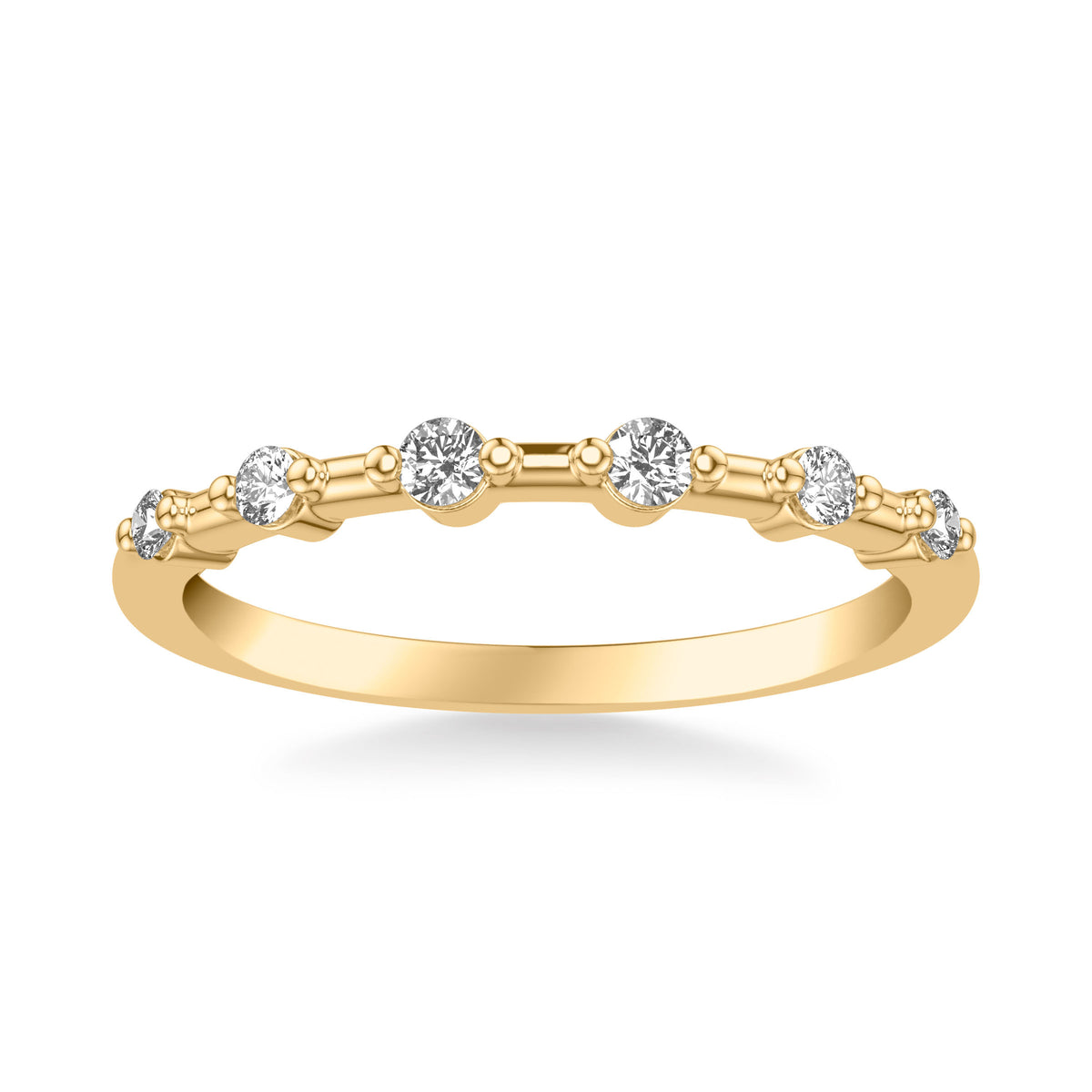 Contemporary Wedding Band with Single Diamond Station Accents