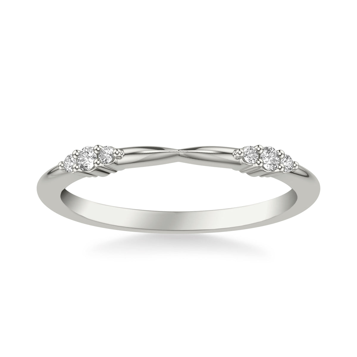 Contemporary Wedding Band with Diamond Cluster Accents