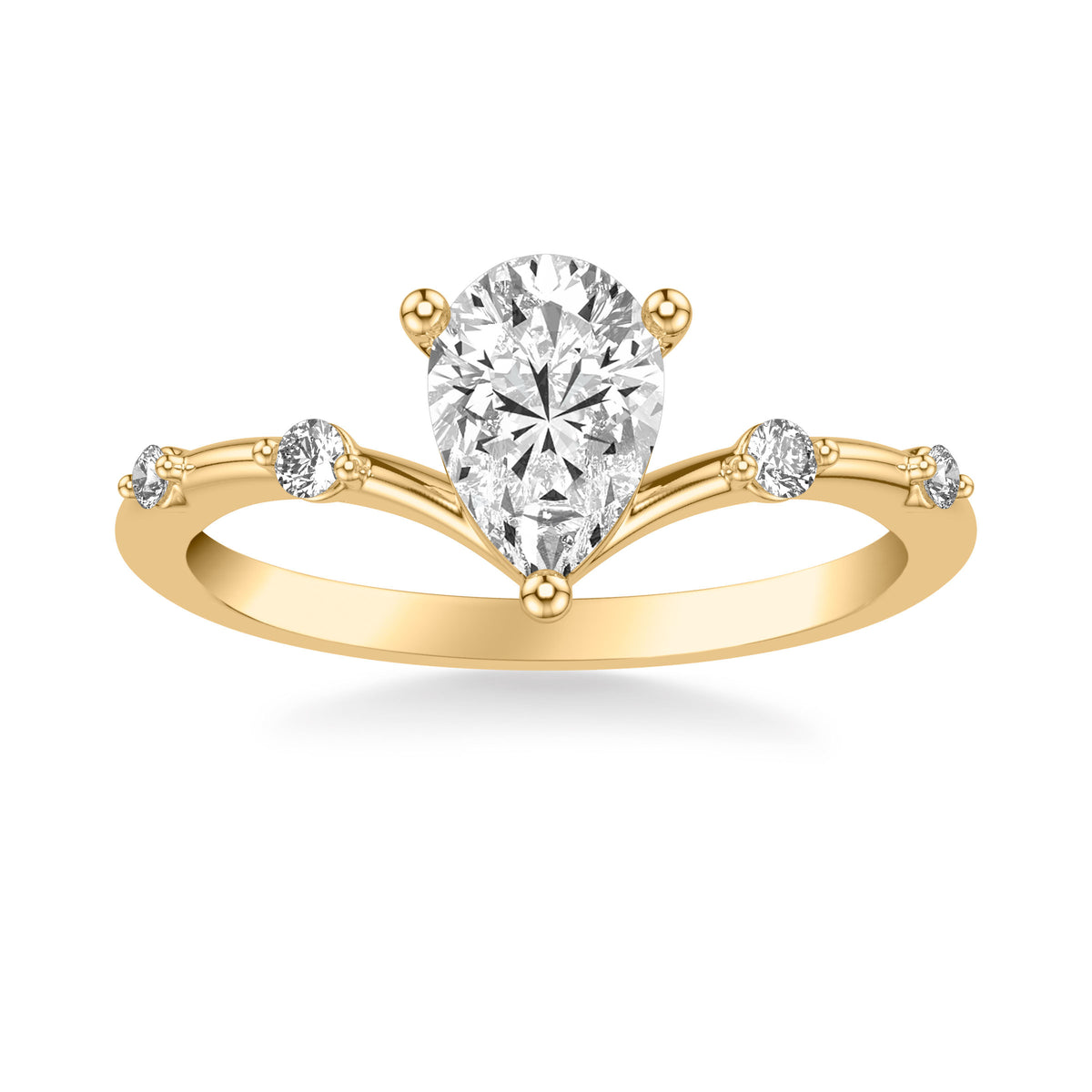 Contemporary Floating Diamond Engagement Ring with Single Diamond Station V Curved Shank
