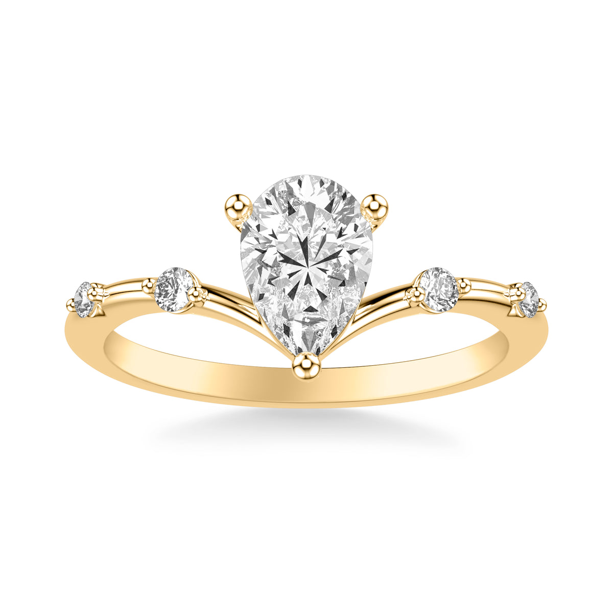 Contemporary Floating Diamond Engagement Ring with Single Diamond Station V Curved Shank