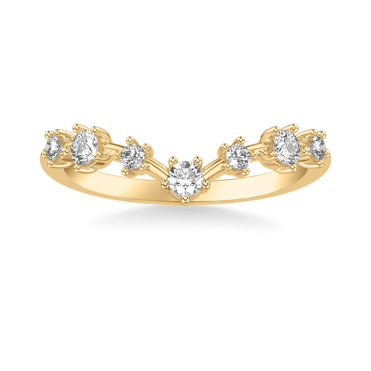 Contemporary Curved Wedding Band with Single Diamond Station Accents