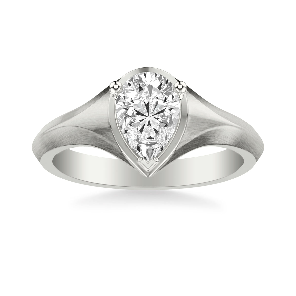 Contemporary Engagement Ring with Tapered Knife Edge and Satin Finish Band