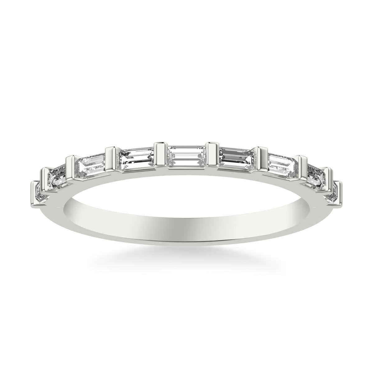 Contemporary Wedding Band with Baguette Diamonds