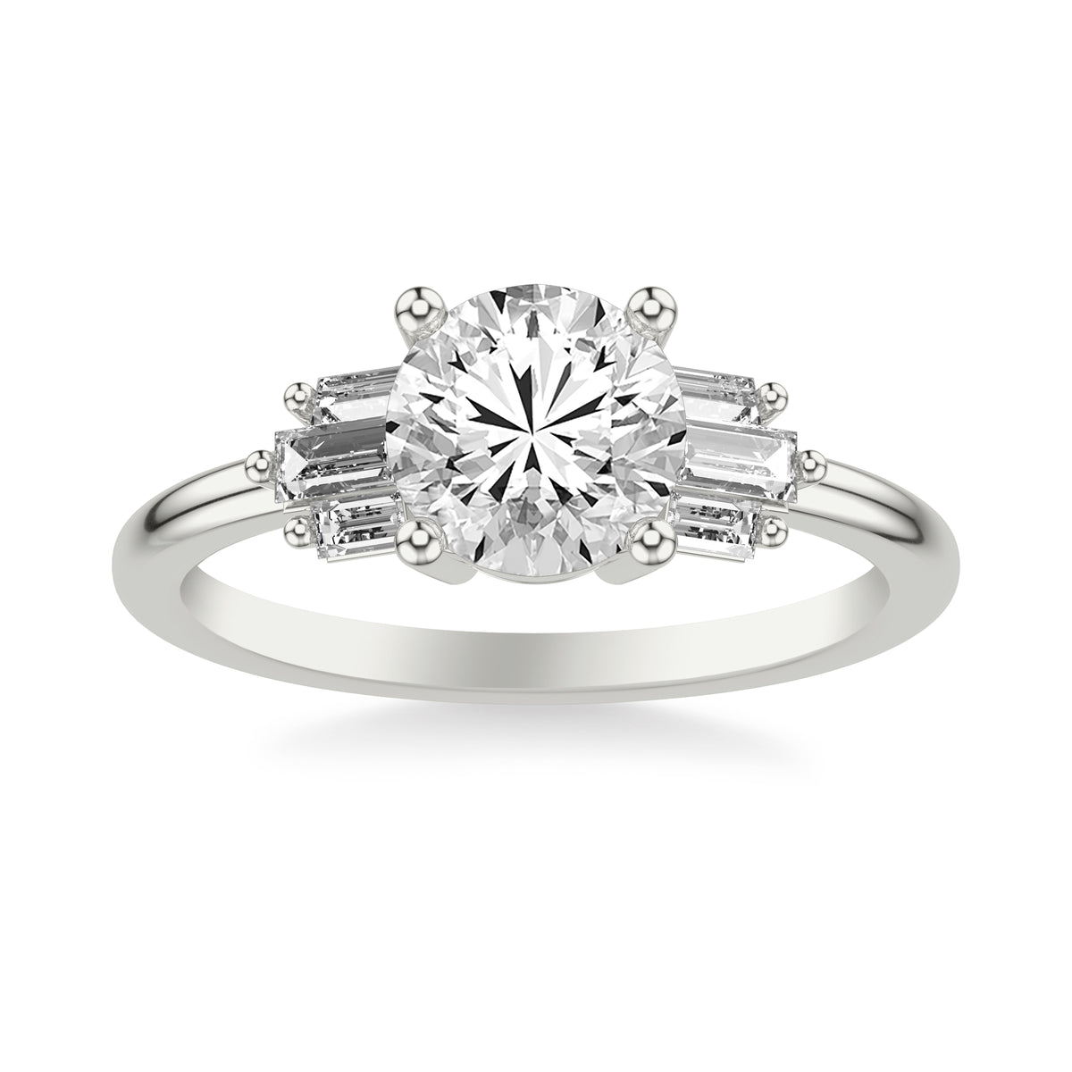 Contemporary Engagement Ring Setting with Diamond Baguettes