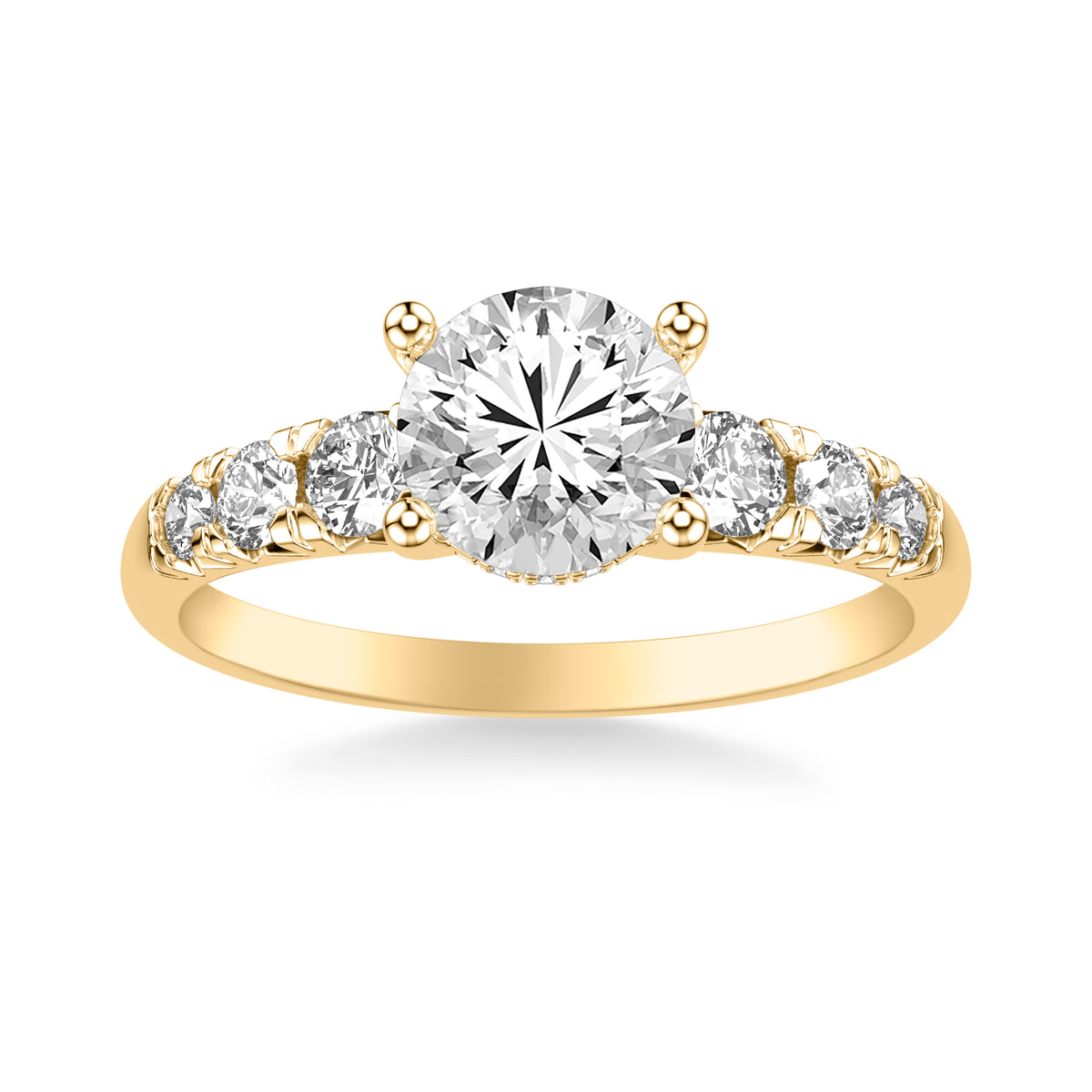 Classic Diamond Engagement Ring with Graduated Diamond Shank
