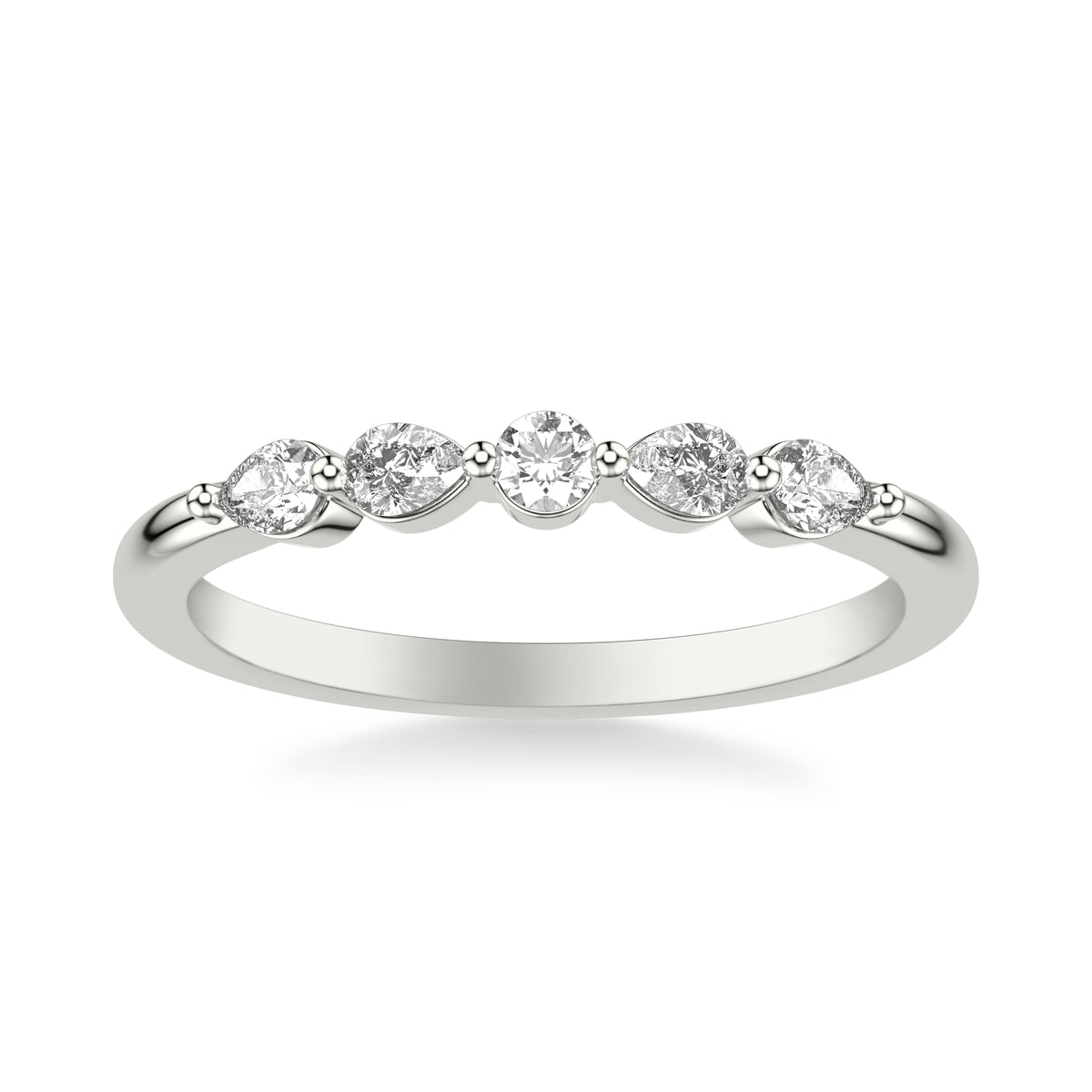 Contemporary Wedding Band with Marquise and Round Diamonds with Shared Prongs