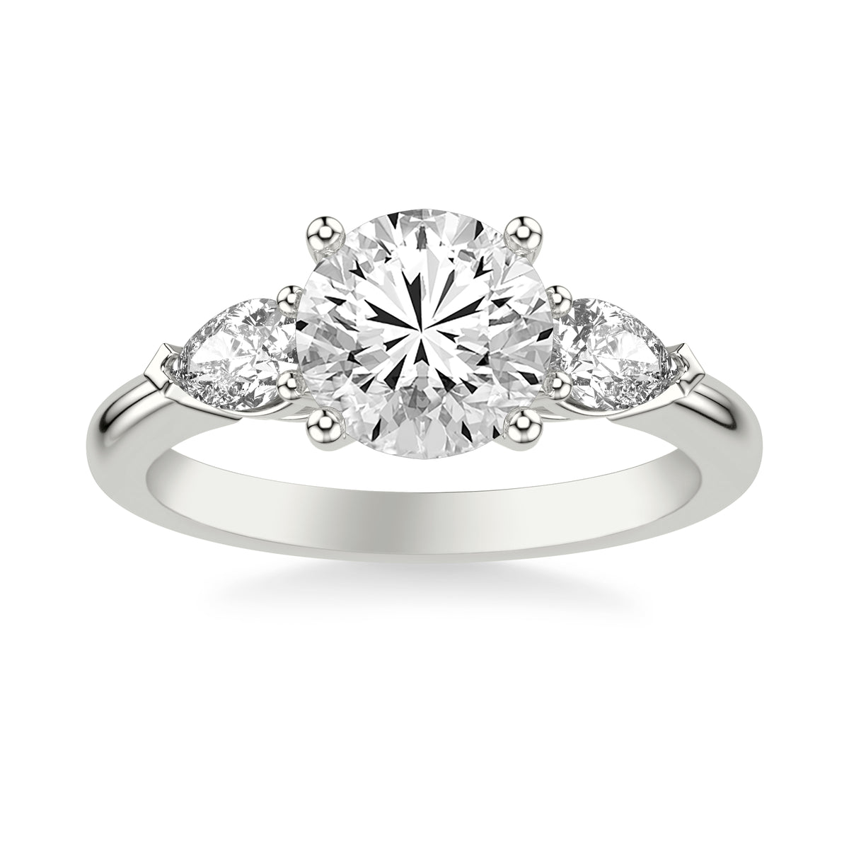 Luxe Diamond Three-Stone Engagement Ring with 1/2 CTW Pear Sides
