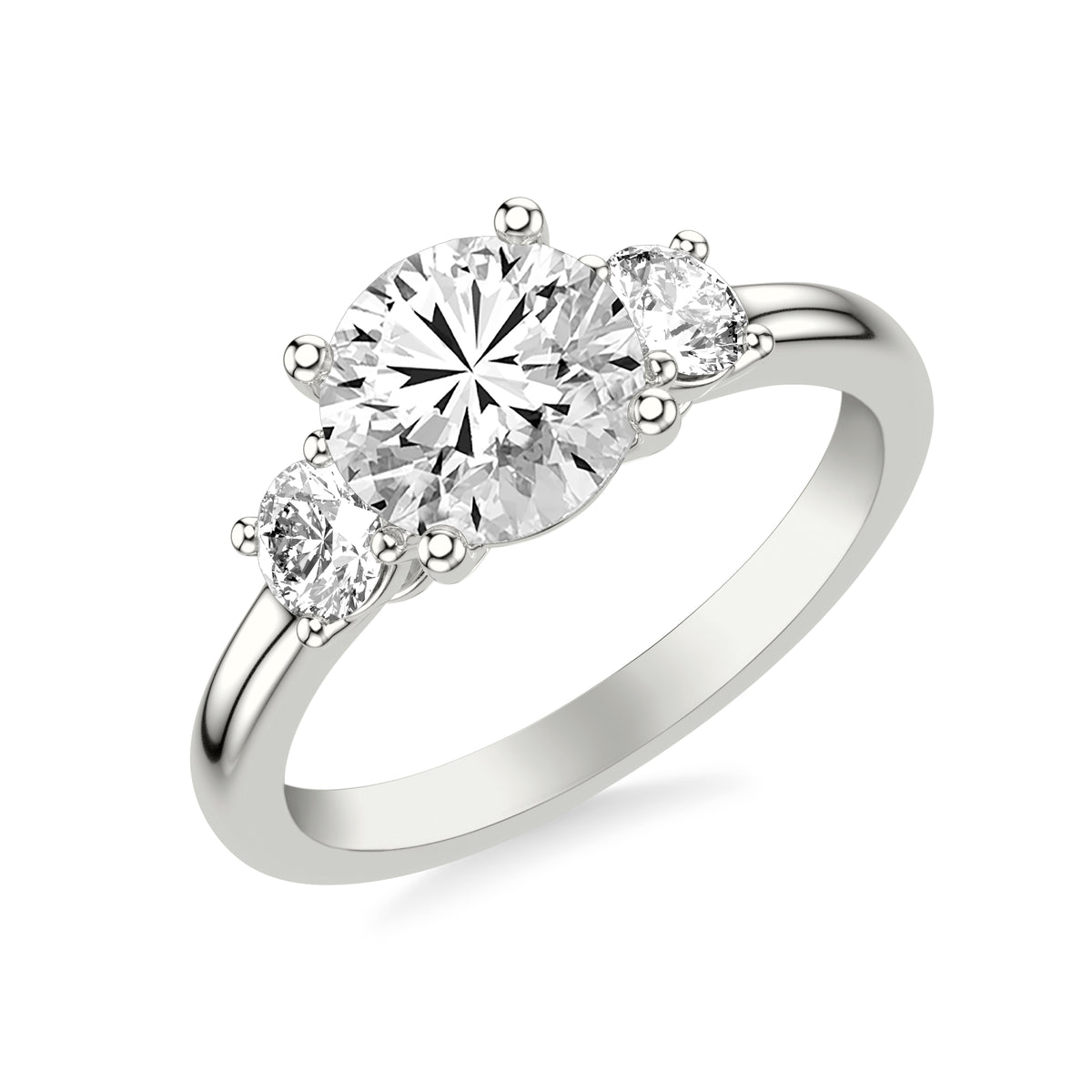Luxe Diamond Three-Stone Engagement Ring with 1/2 CTW Round Sides