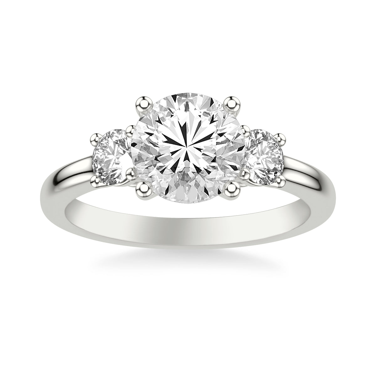 Luxe Diamond Three-Stone Engagement Ring with 1/2 CTW Round Sides