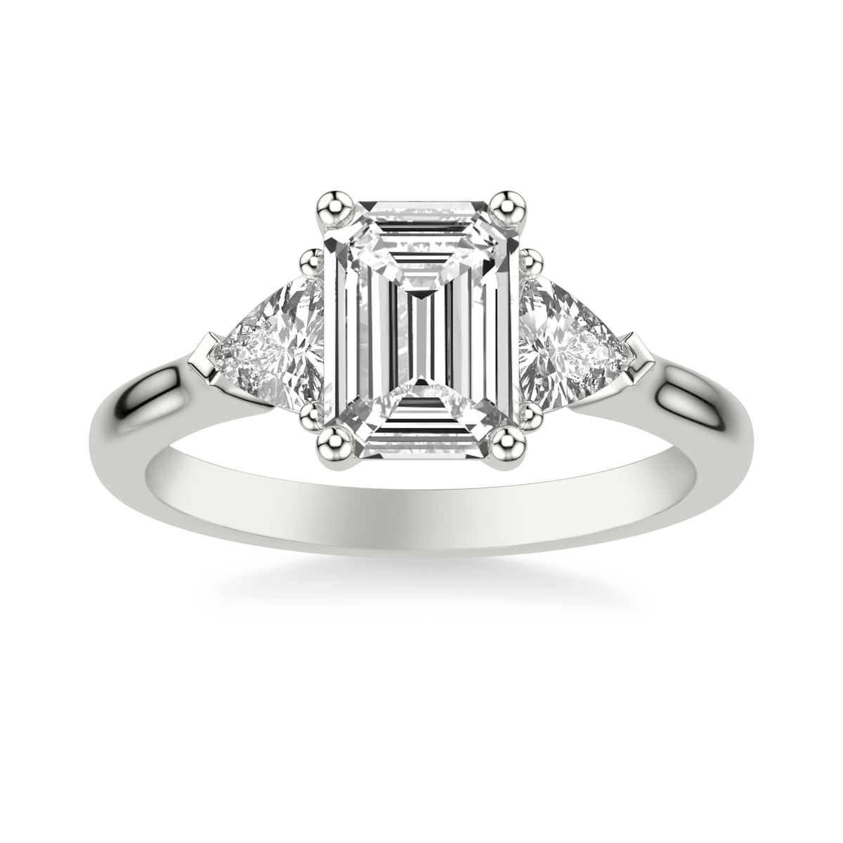Luxe Diamond Three-Stone Engagement Ring with 1/2 CTW Trillion Sides