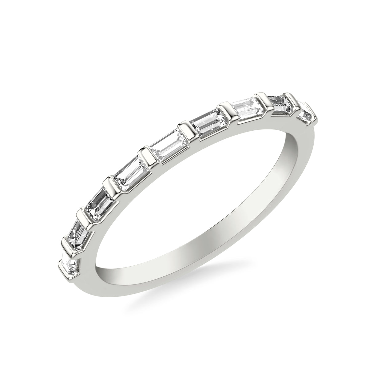 Classic Bar Set Baguette Diamond Wedding Band