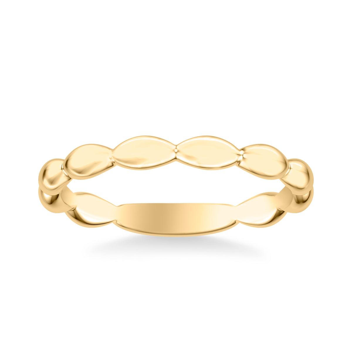 Contemporary Wedding Band with Organic Marquise Shaped Bead Polished Band
