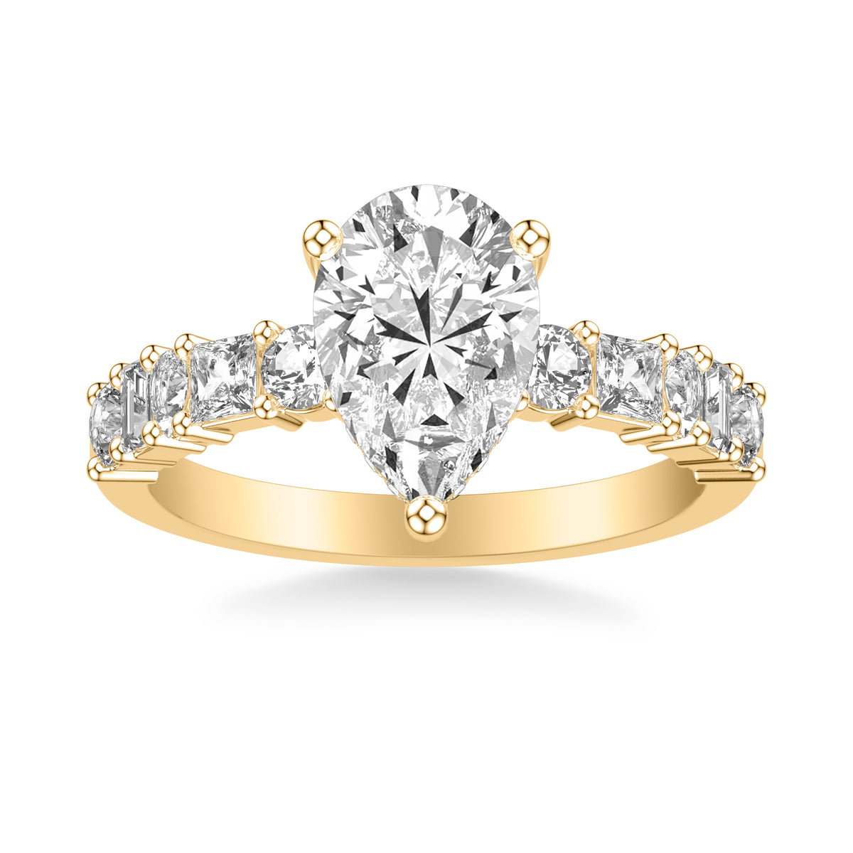 Contemporary  Engagement Ring with Mixed Fancy Shaped Diamonds