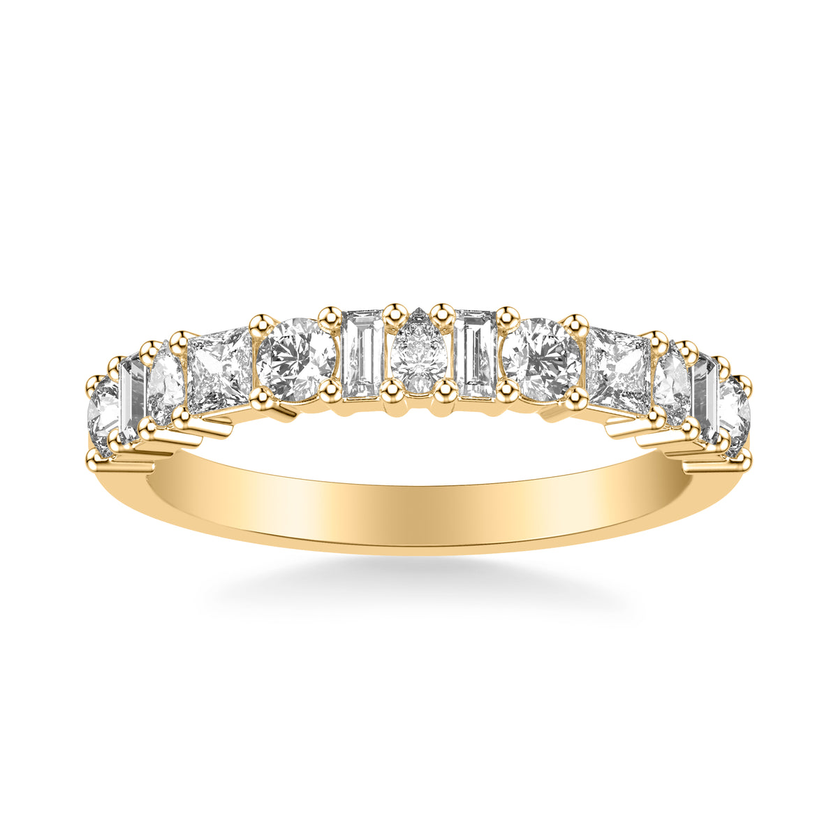 Contemporary  Wedding Band with Alternating Fancy Shaped Diamonds