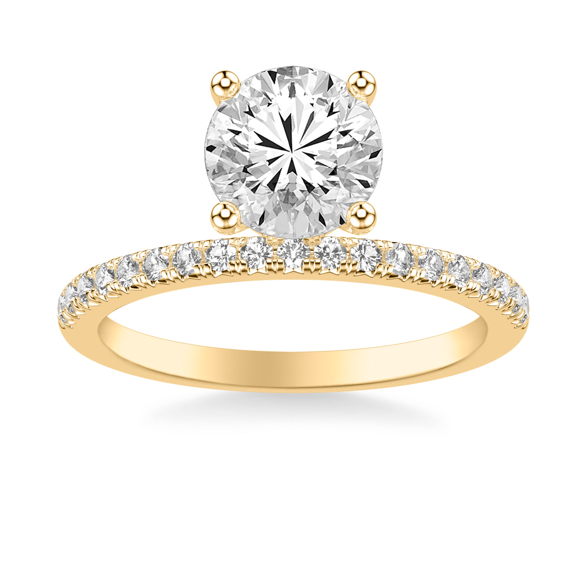 Contemporary Floating Diamond Engagement Ring with Diamond Shank