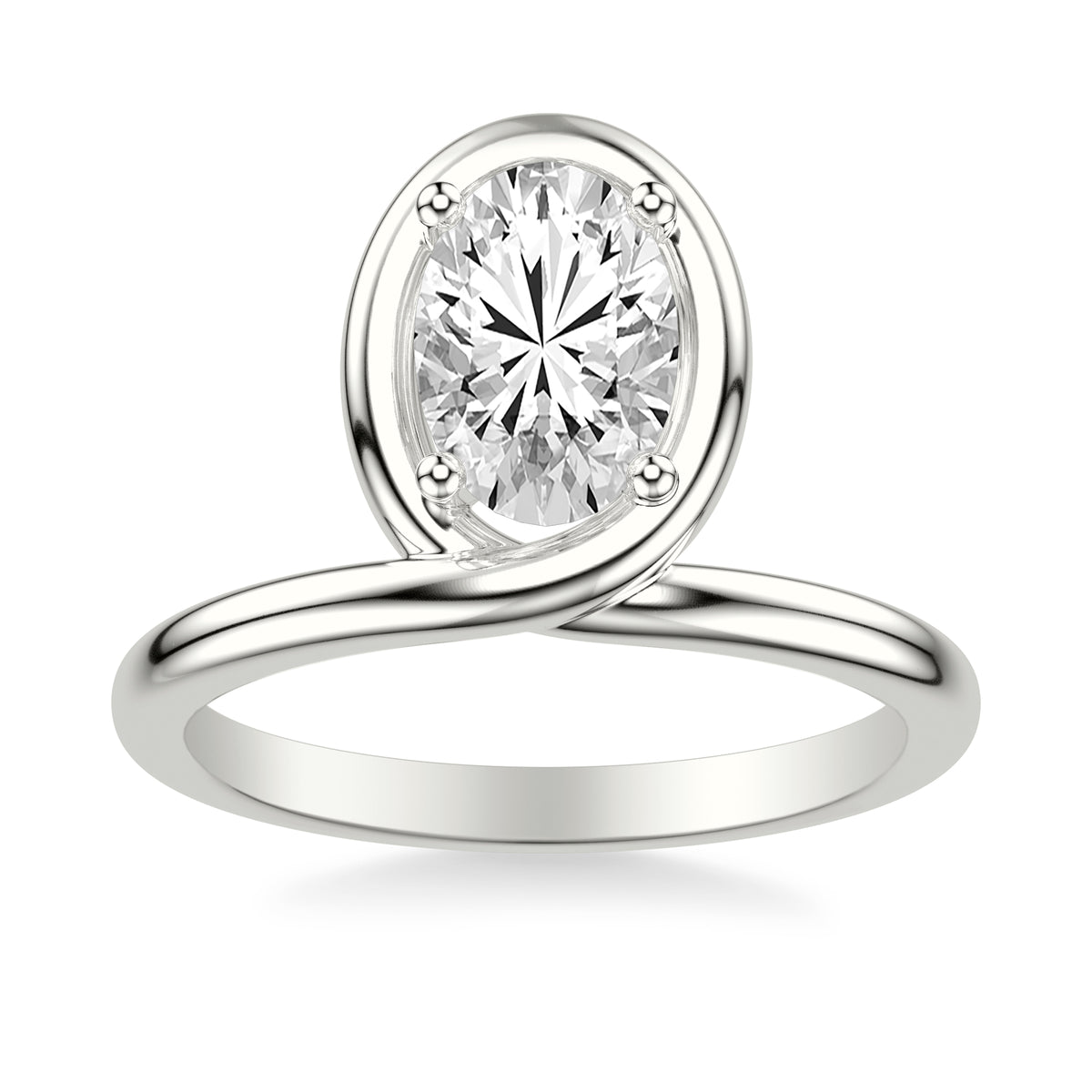 Contemporary Floating Bezel Wrap Engagement Ring with Polished Shank