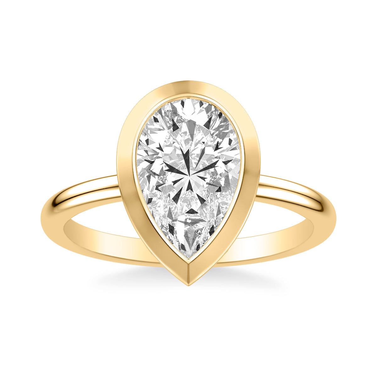 Contemporary Bezel Set Engagement Ring with Polished Shank