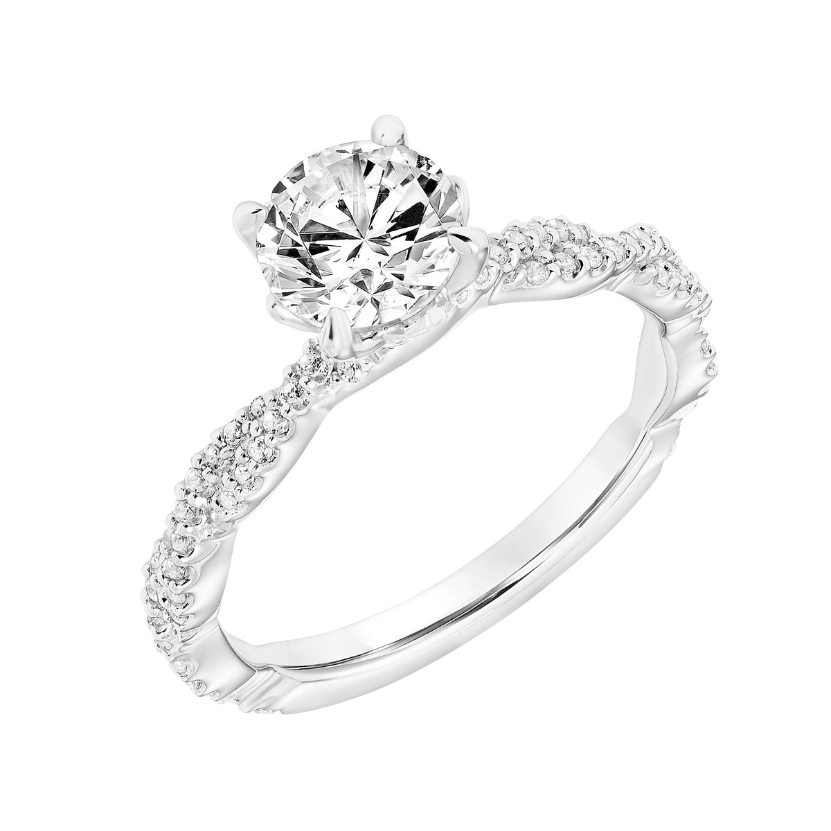 Polished Rounded Open Petal Basket with Polished Collar and Diamond Twisted Shank