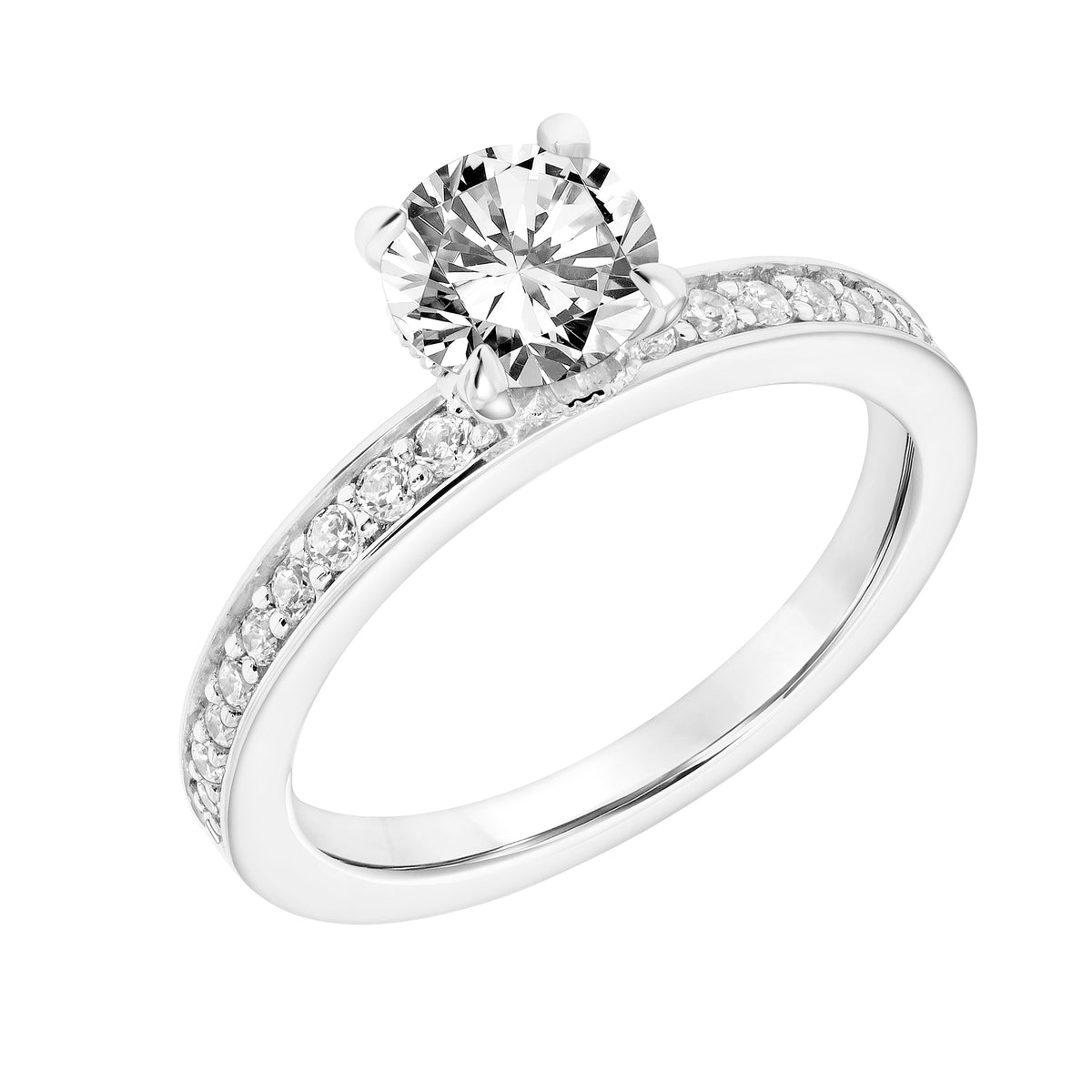 Polished Tulip Basket and Diamond Prong Set In the Wall Shank