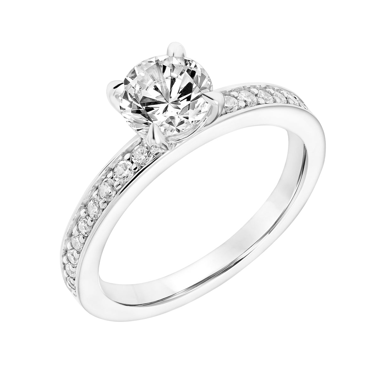 Triple Diamond Collar and Diamond Prong Set In the Wall Shank