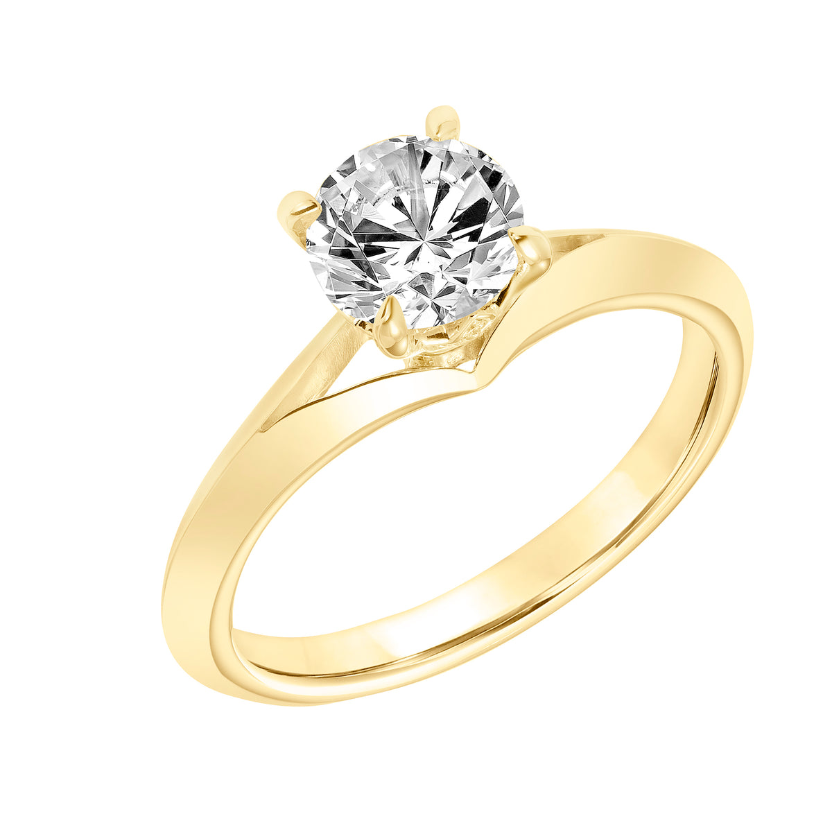 Overlapping Diamond Tipped Open Petal Basket with Diamond Collar and Polished Split Shank